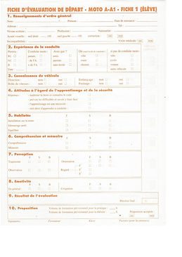 Fiche d'évaluation moto — catégories A1 / A2